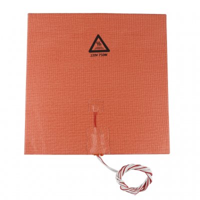 Manta de silicone com adesivo  para aquecimento de mesa de impressão 3D 300x300mm 110v 300w