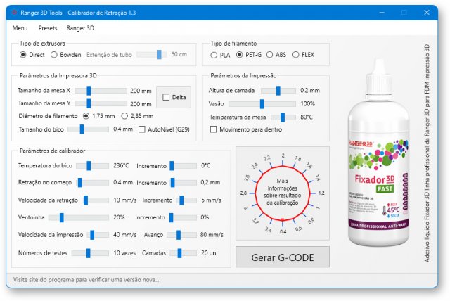 Calibrador de Retração de Impressora 3D